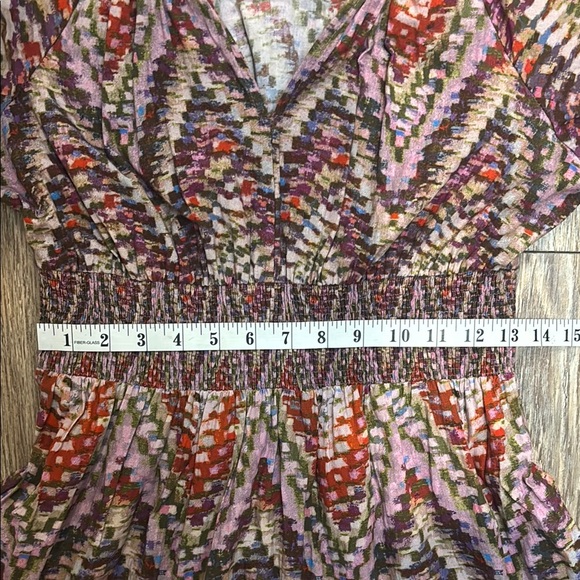 Anthropologie Conditions Apply Women's Size 4 Zig Zag Tiered Maxi Cotton Dress - Picture 12 of 13